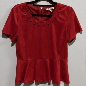 red suede blouse